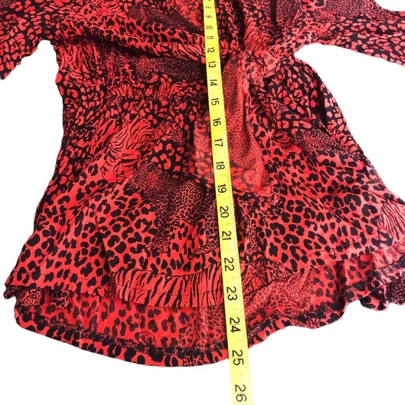 ASOS Design wrap long sleeve top Size 2 Red Animal  Tiger Print - Picture 7 of 12